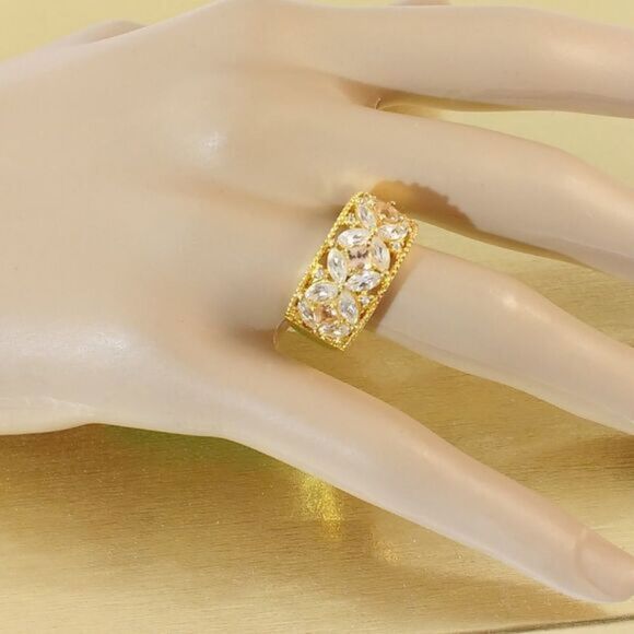 White Zircon & Yellow Topaz  14K YG over Sterling Silver Size 7 - Picture 7 of 8